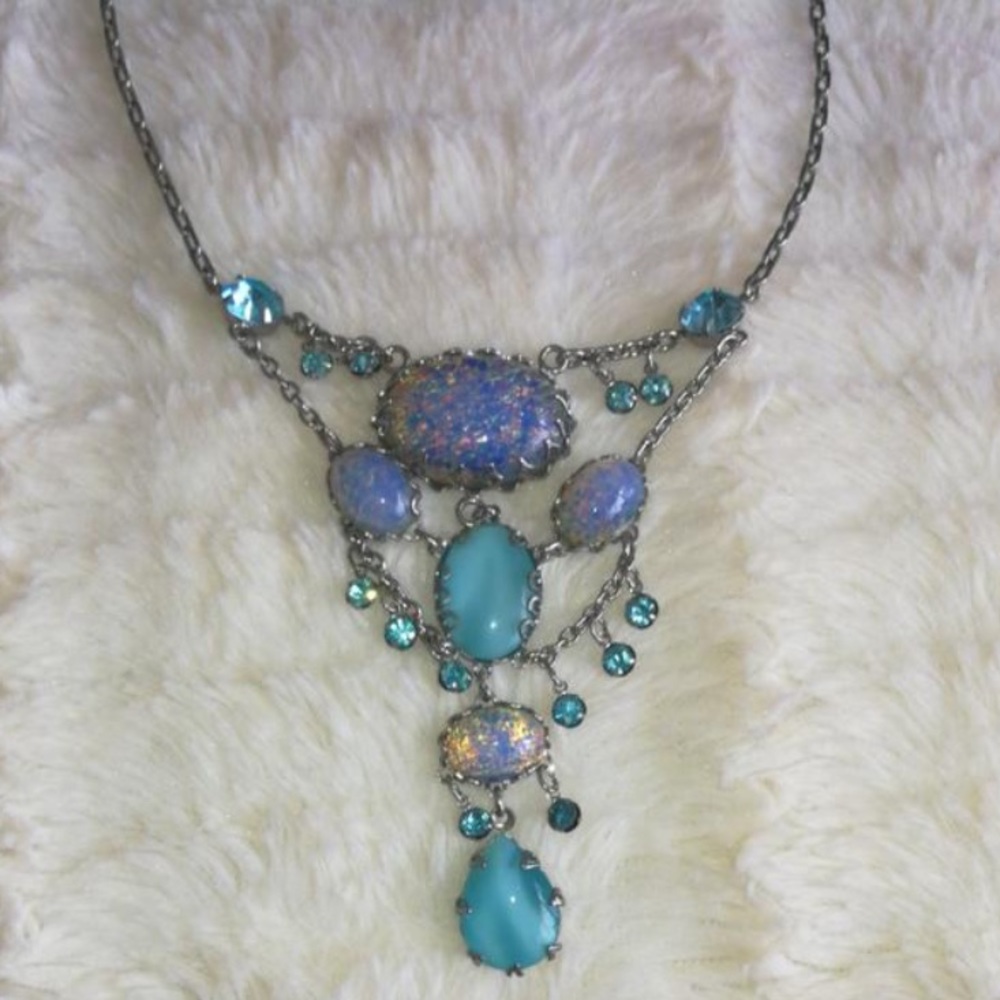 Waterfall of Blue Opera Necklace